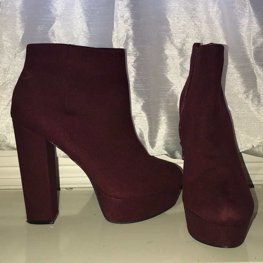 Burgundy Heeled Booties